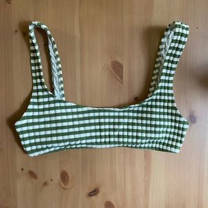NWOT Solid & striped Elle bikini top green cream striped and ribbed